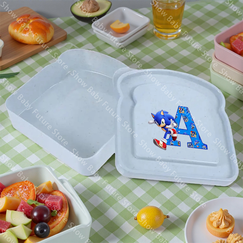 Food Storage Ideas - 新しい漫画ソニックス文字A-Zサンドイッチ収納ボックス男の子アニメスライストースト容器学生ランチボックス蓋付き食品容器