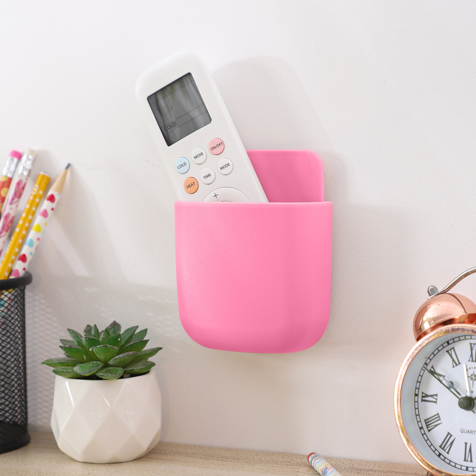 Food Storage Organizer - 3個セット 壁掛け式透明収納ボックス リモコン・携帯電話・小物整理用 省スペース デスク・冷蔵庫・壁掛け用