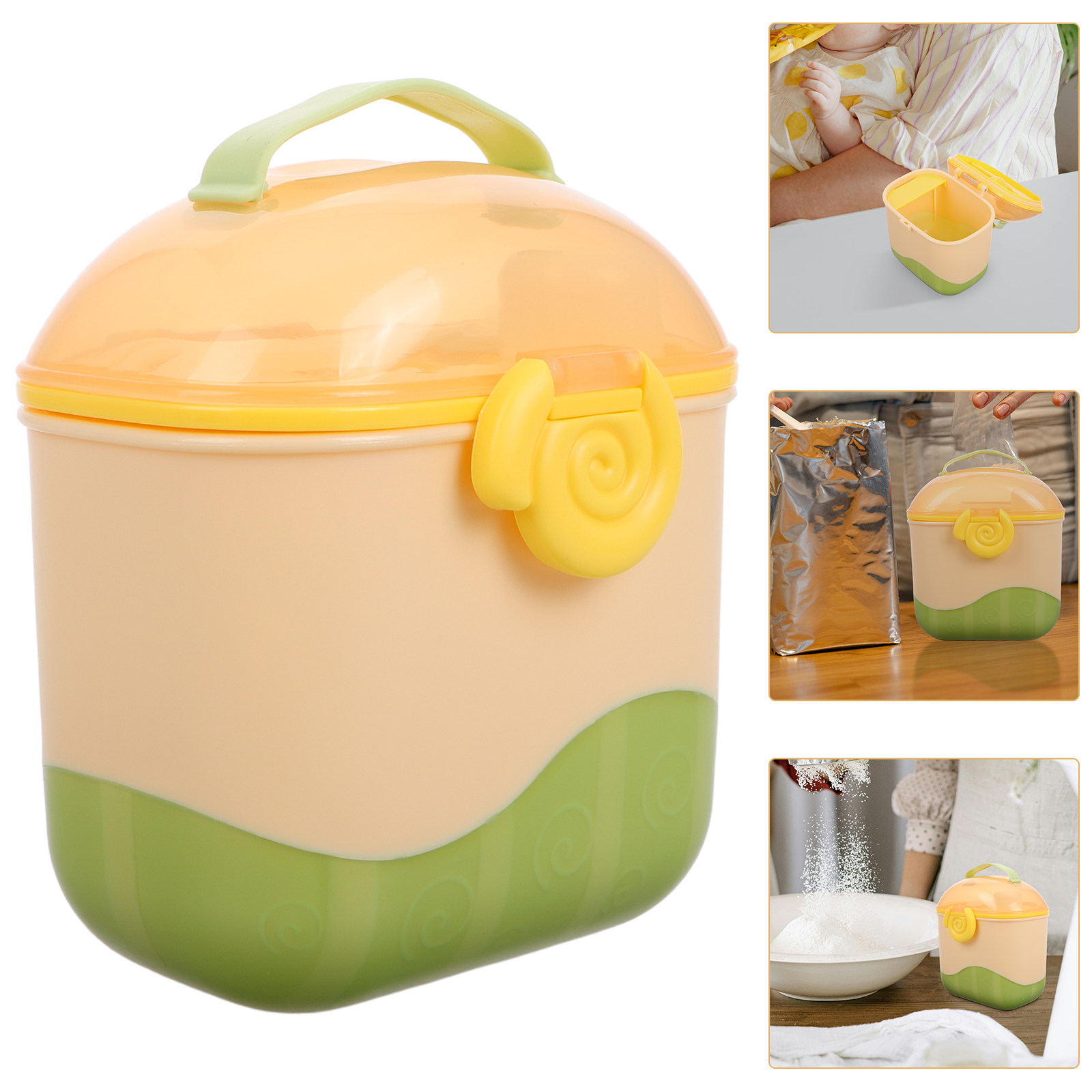 Food Storage Dispenser - 携帯用ベビーミルクパウダーディスペンサー、旅行用ミルクパウダーコンテナ、密閉型収納コンパートメント、外出先でのベビーフード保存ボトル