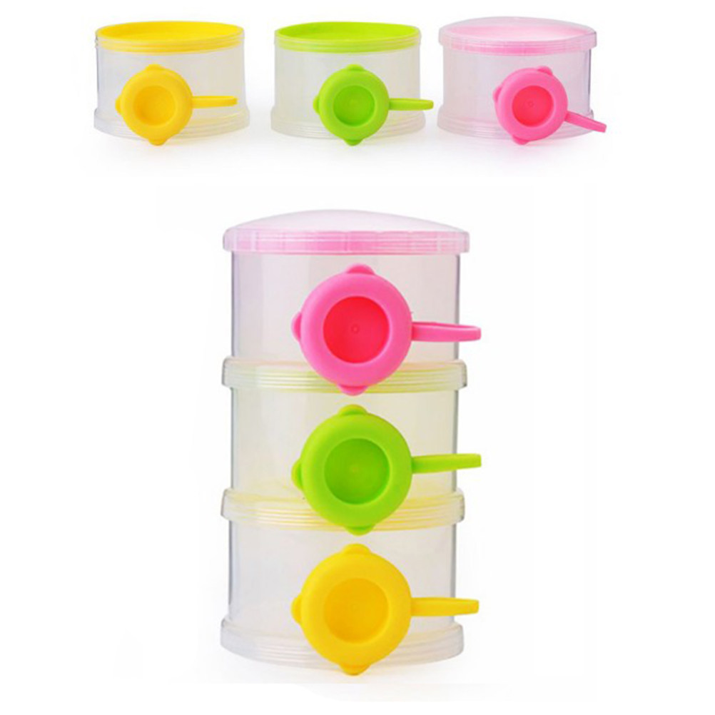 Food Storage Dispenser - 3層式携帯用ミルクパウダーディスペンサー、赤ちゃん用旅行用保存容器、こぼれ防止、積み重ね可能、食品グレード