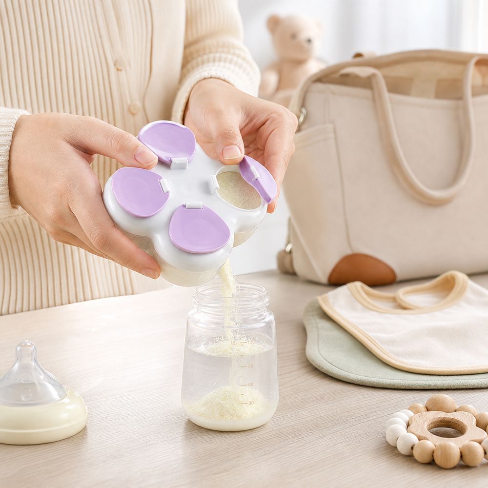 Food Storage Dispenser - 分割式フォーミュラディスペンサー 720ml 4コンパートメント パウダーディスペンサーボックス PP広口食品容器 おむつバッグ収納