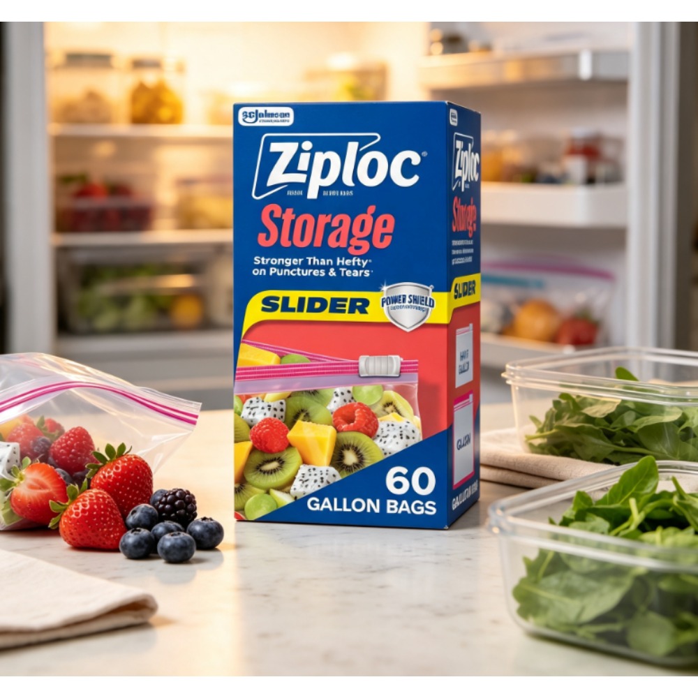 Food Storage Brands - ジップロック ® ブランド食品保存スライダーガロンバッグ、パワーシールド ™ テクノロジー、拡張可能な底部、60個入り