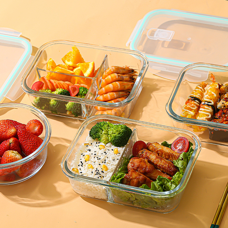 Food Storage Ideas - ガラス製鮮度保持容器 高硼珪酸耐熱電子レンジ対応弁当箱 冷蔵庫専用密閉ボウル 食品保存容器