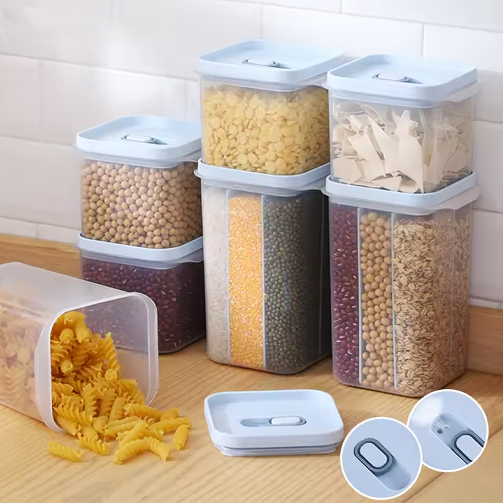 Food Storage Drums - 食品保存容器、麺類、米、パスタ、密閉ドラム、シリアルボックス、透明な仕切り付き収納ボックス
