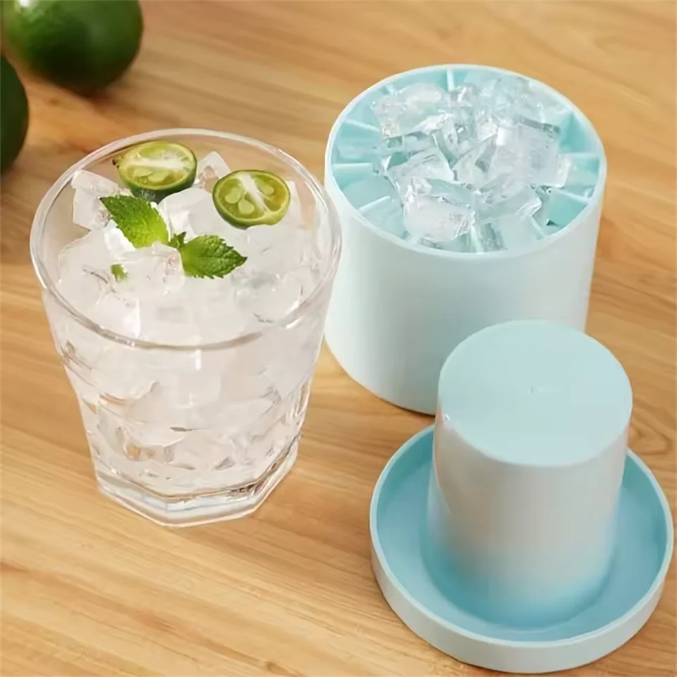 Food Storage Drums - 食品グレードのシリコーン製氷型 シリンダー型アイス格子 製氷型 アイスバケット 氷保管ボックス アイスカップ