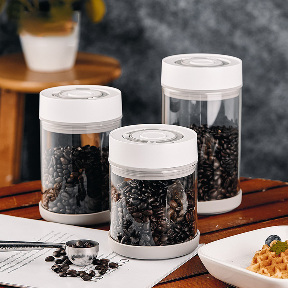 Food Storage Ideas - キッチン防湿ガラスコーヒー豆ジャー自動インテリジェント真空保存密封ジャー食品フルーツシリアルティーコンテナ