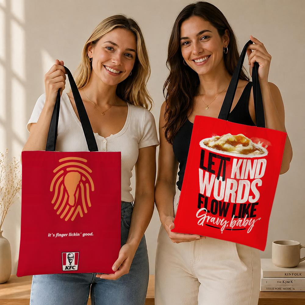 Food Storage Brands - 食品ブランド K-KFC 収納バッグ キャンバスバッグ、仕事、学校、毎日の通勤に最適、再利用可能なショッピングバッグ