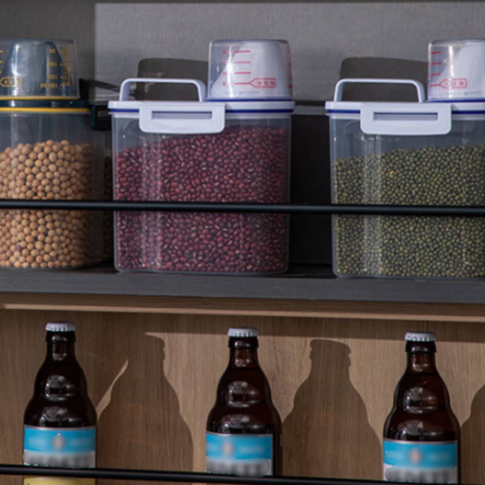 Food Storage Dispenser - 米収納容器 湿気防止 米びつ 計量機能付き 密閉食品保存容器 簡単に注ぐことができる
