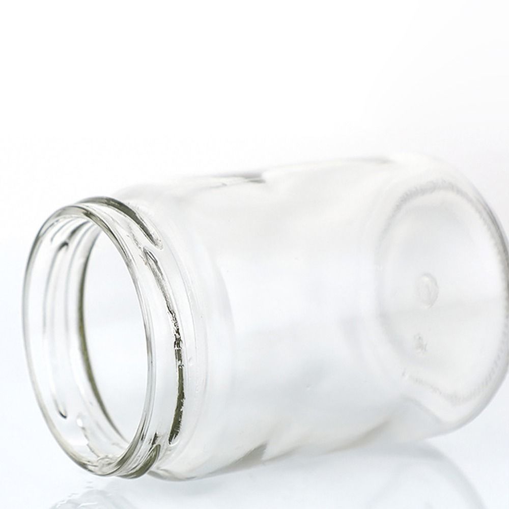 Food Storage Glass Round - 1個入り、黒色の密閉蓋付きガラス瓶、キッチン用丸型メイソンジャー、食品保存容器、100ml、150ml、195ml、240ml、缶詰容器
