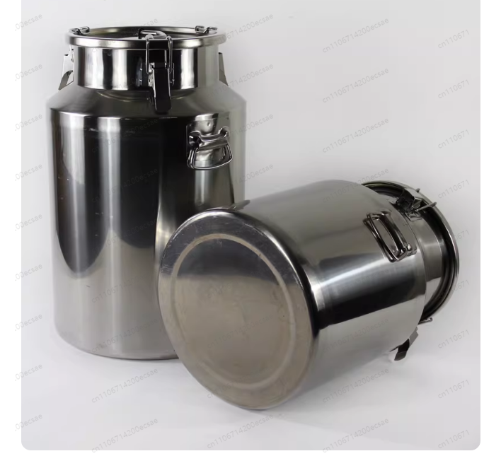 Food Storage Drums - 50LB 304ステンレス鋼製密閉ドラム缶 – 25L食品グレードバケツ（油、牛乳、米、ワインの保管・輸送用）