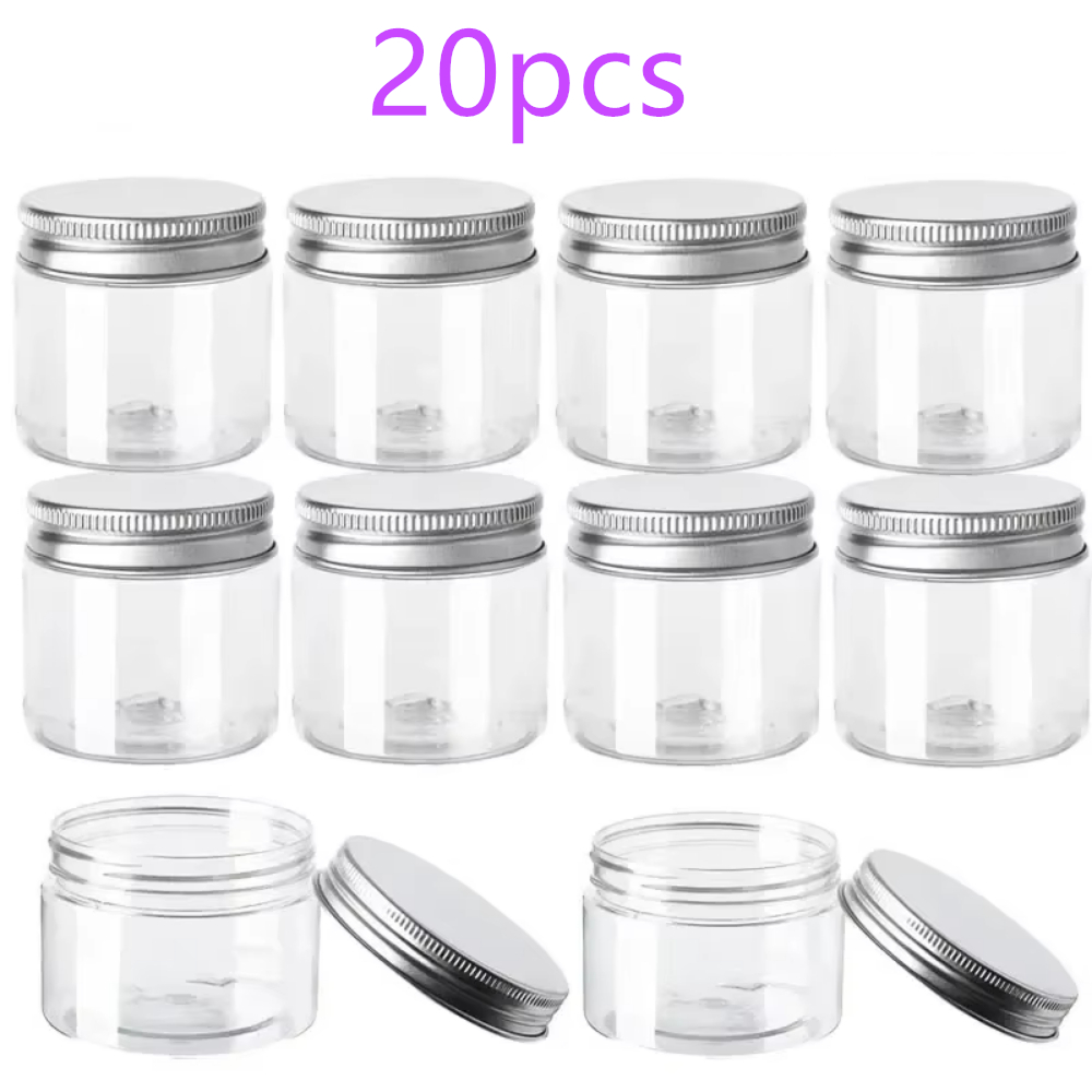 Food Storage Drums - 20 ピース/ロット 30/50/60/80 ミリリットル保存瓶蓋付きアルミラウンドキャニスター空のプラスチック化粧品瓶食品旅行ボトルポット