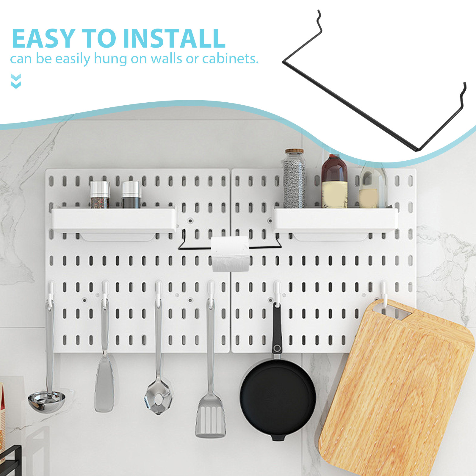 ペグボードメタルキッチンラックペーパータオルホルダー多機能収 - Food Storage Organizer のレビューと価格