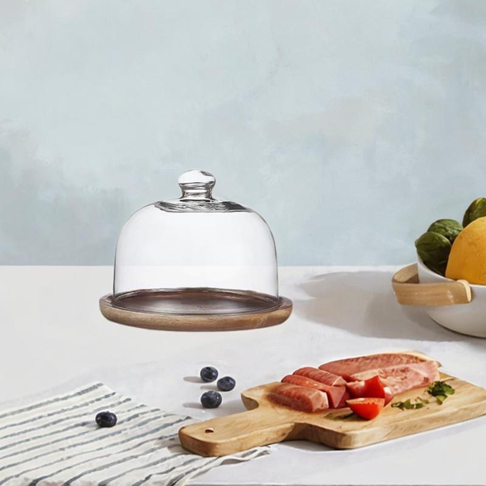木製ケーキスタンド ガラスカバー付き ケーキフルーツディスプ - Food Storage Glass Round のレビューと価格