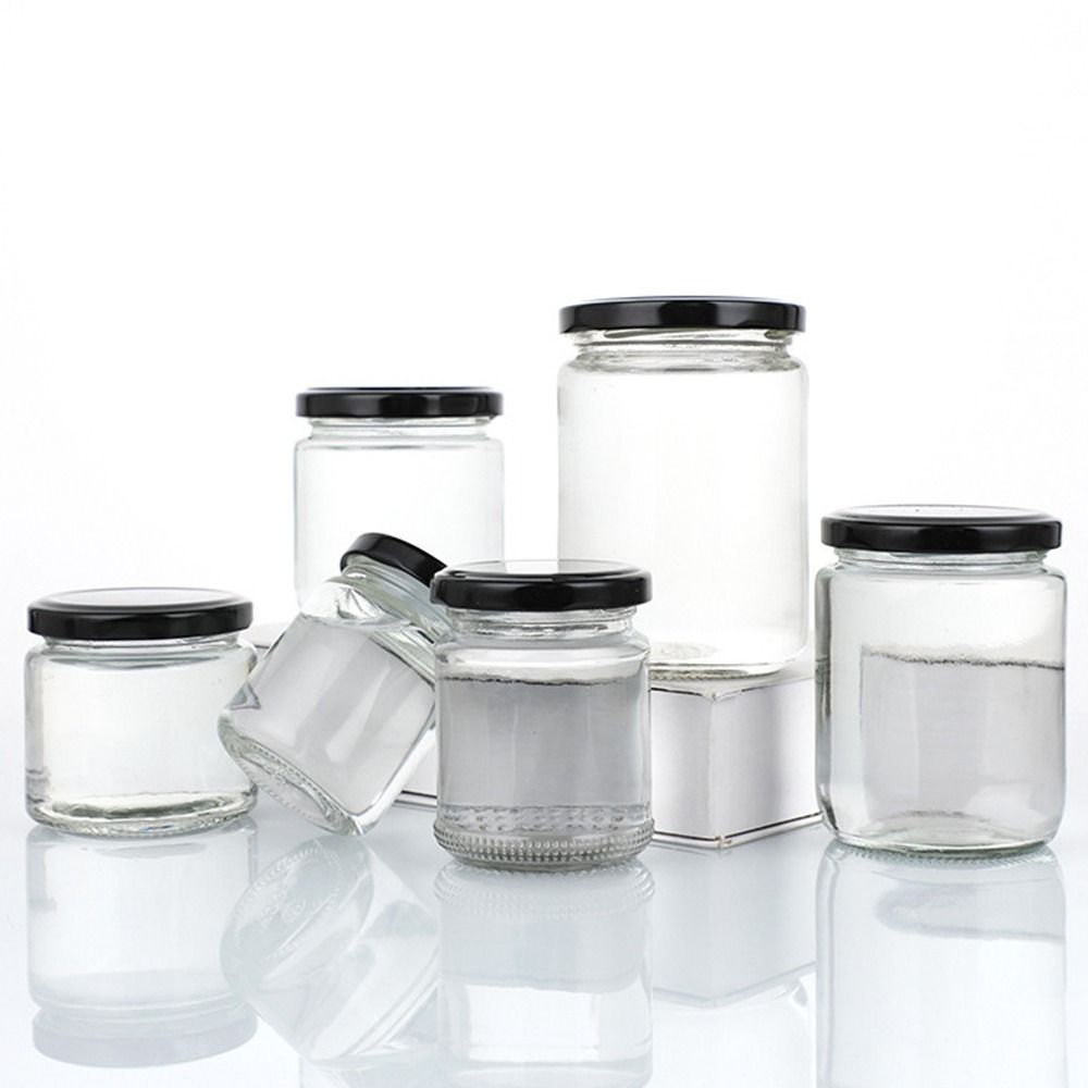 黒の気密蓋付きガラス瓶,100ml, 150ml, 195m - Food Storage Glass Round のレビューと価格