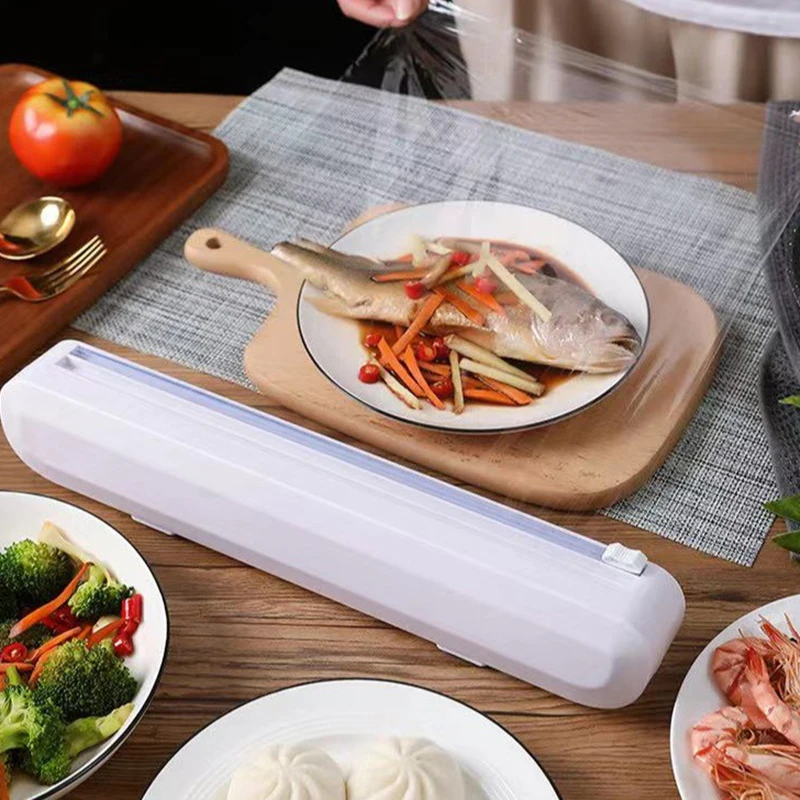 プラスチックカッター、固定箔、食品ラップ、収納ホルダー、キッ - Food Storage Dispenser のレビューと価格