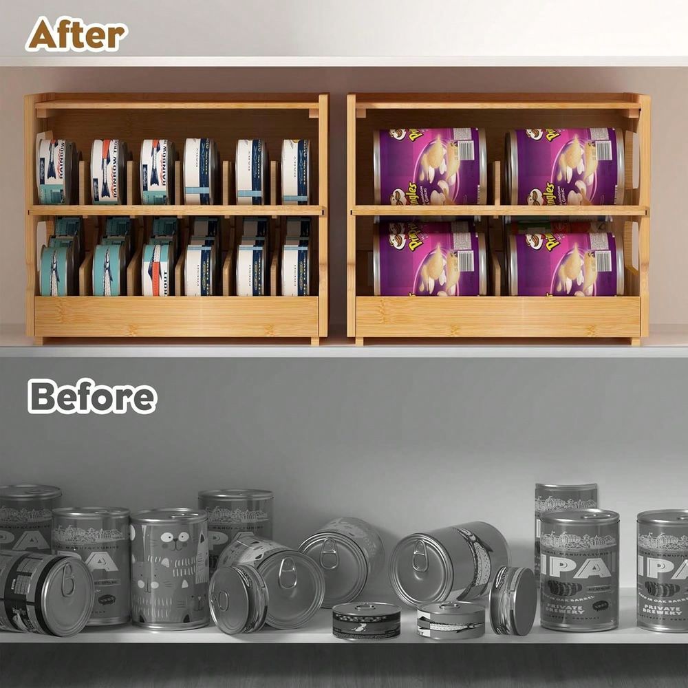積み重ね可能な竹製猫フードオーガナイザー、2段式調整可能なF - Food Storage Dispenser のレビューと価格