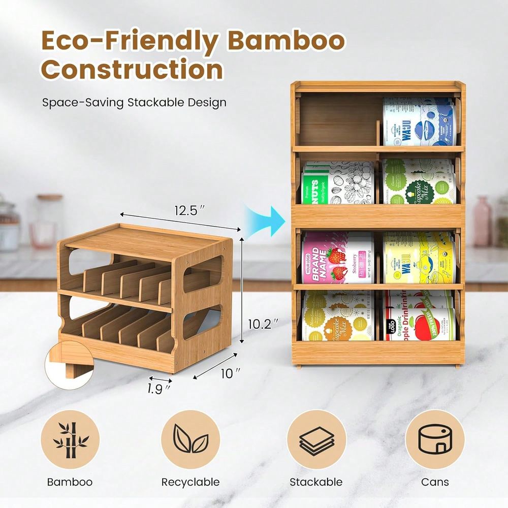 積み重ね可能な竹製猫フードオーガナイザー、2段式調整可能なF - Food Storage Dispenser のレビューと価格