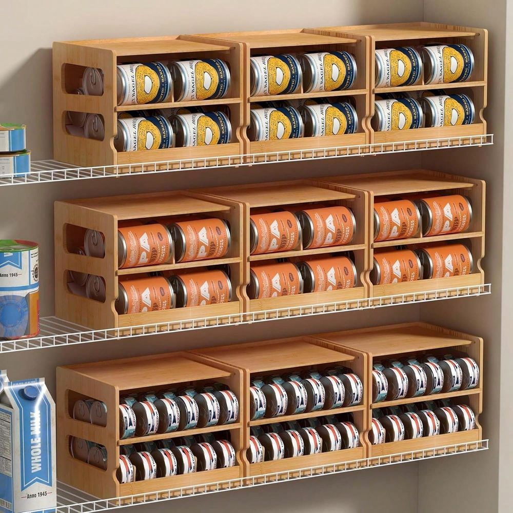 積み重ね可能な竹製猫フードオーガナイザー、2段式調整可能なF - Food Storage Dispenser のレビューと価格
