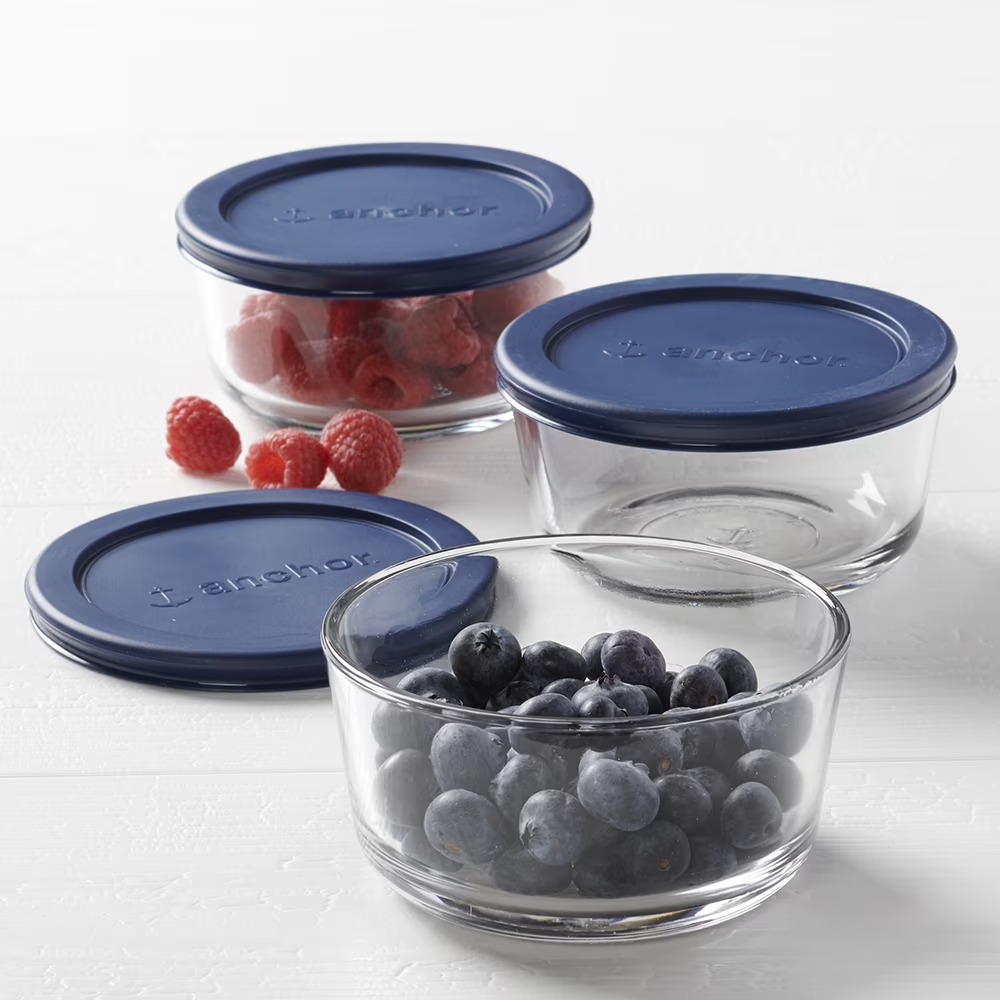 アンカーホッキング ガラス製食品保存容器 蓋付き、2カップサ - Food Storage Glass Round のレビューと価格