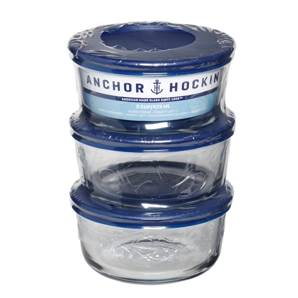 アンカーホッキング ガラス製食品保存容器 蓋付き、2カップサ - Food Storage Glass Round のレビューと価格