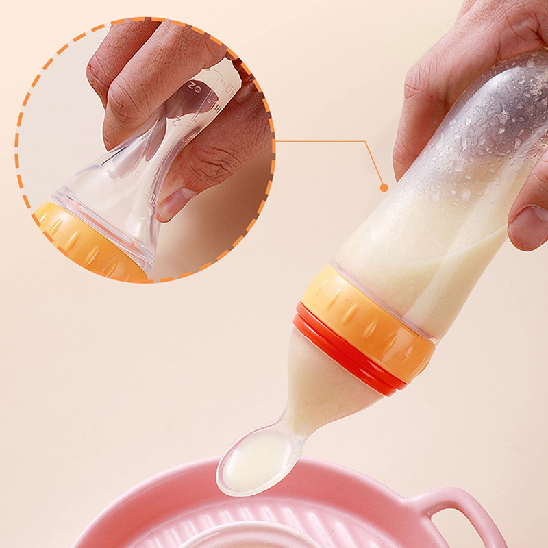 絞る哺乳瓶シリコーン新生児トレーニング米シリアル食品スプーン - Food Storage Drums のレビューと価格