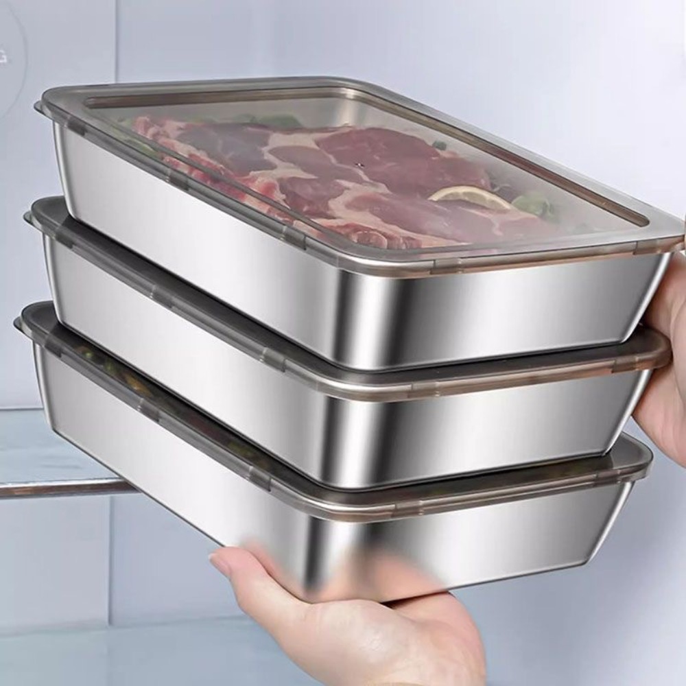 食品グレードのステンレス製サービングトレイ（蓋付き）、多目的 - Food Storage Ideas のレビューと価格