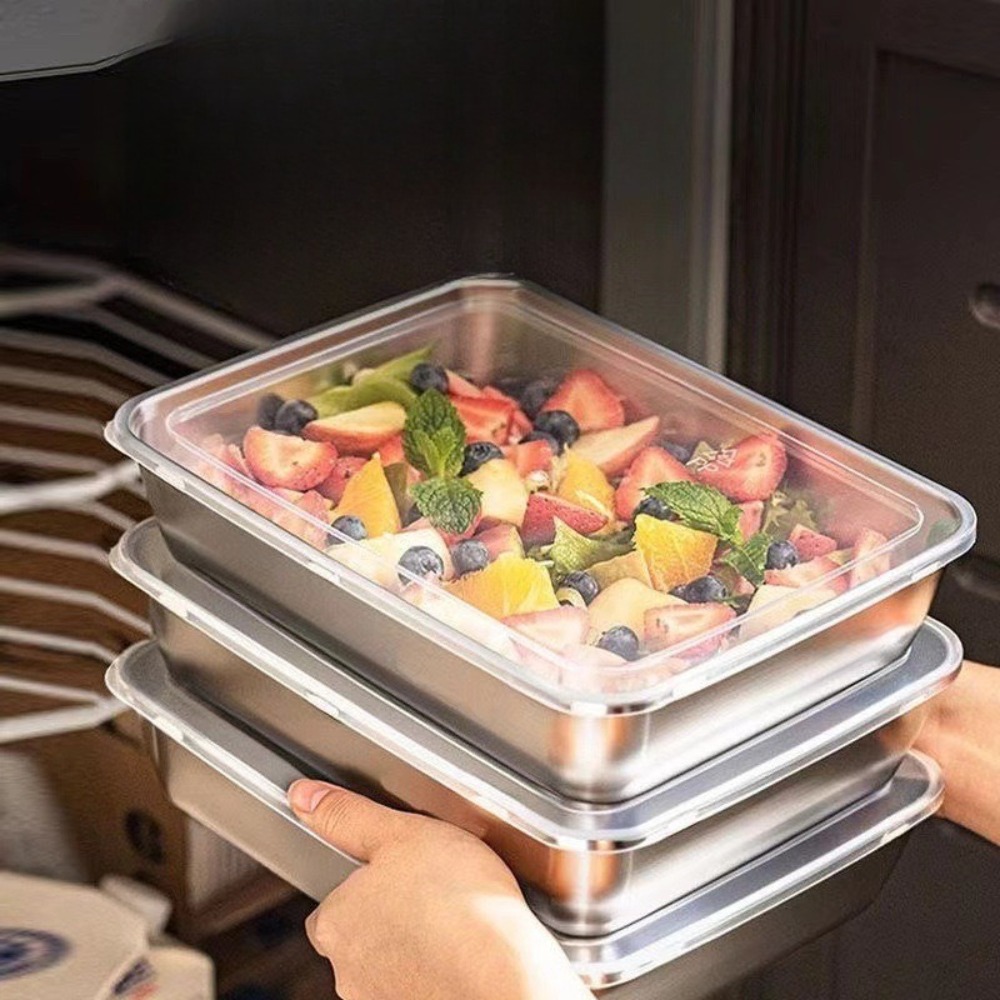 食品グレードのステンレス製サービングトレイ（蓋付き）、多目的 - Food Storage Ideas のレビューと価格