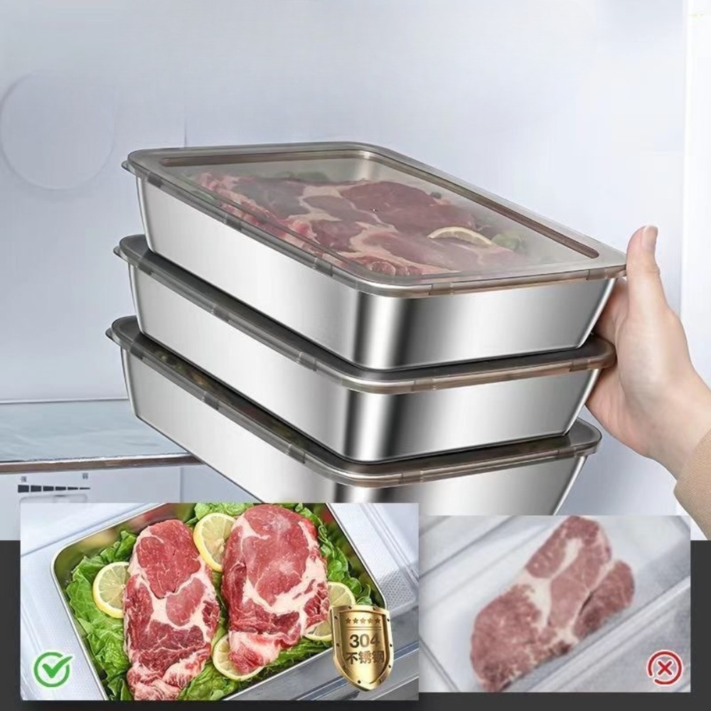 食品グレードのステンレス製サービングトレイ（蓋付き）、多目的 - Food Storage Ideas のレビューと価格