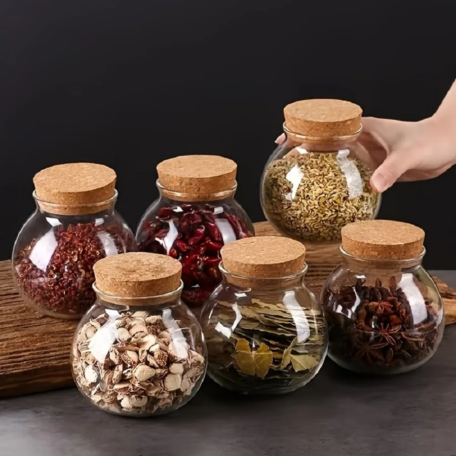 コルク栓付きガラス瓶,密閉食品貯蔵瓶,キッチンオーガナイザー - Food Storage Glass Round のレビューと価格