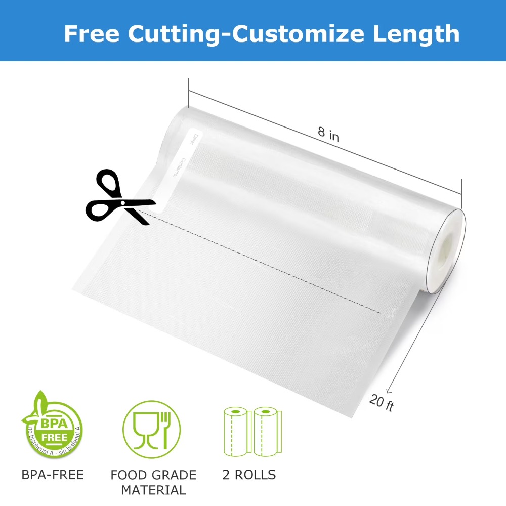 8インチ x 20フィート真空シーラーバッグロール、2個入り - Food Storage Brands のレビューと価格