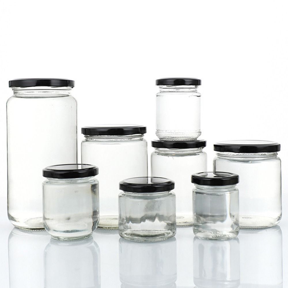 1個入り、黒色の密閉蓋付きガラス瓶、キッチン用丸型メイソンジ - Food Storage Glass Round のレビューと価格
