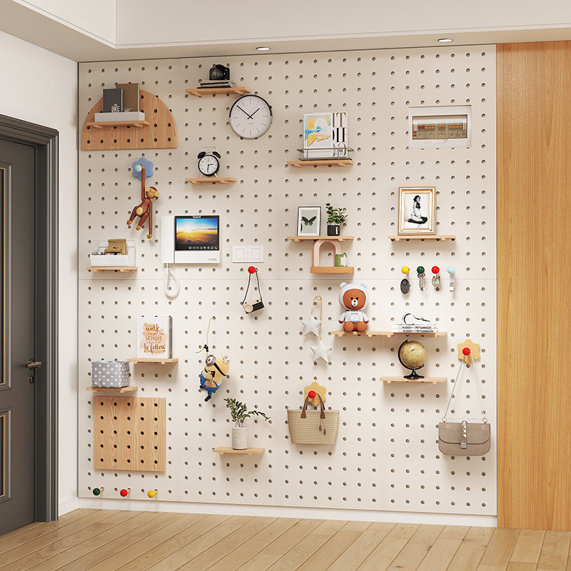 無垢材の北欧風ペグボードウォールシェルフ キッチン収納用装飾 - Food Storage Organizer のレビューと価格