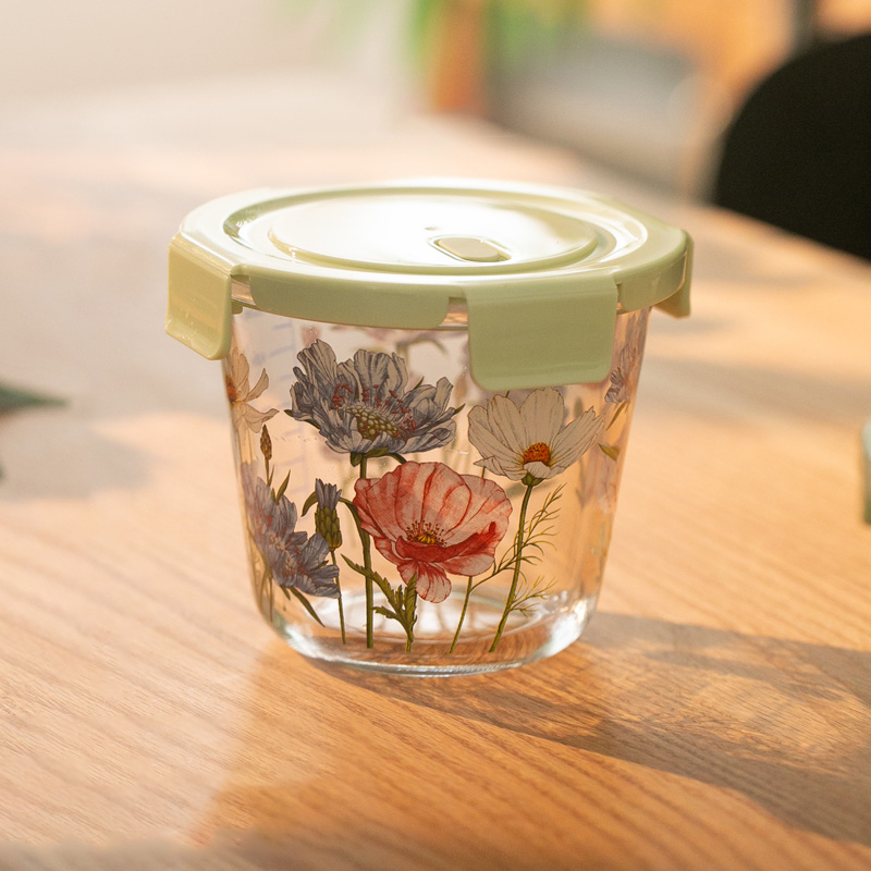 食品収納ボックスフレンチヴィンテージフラワー耐熱性フレッシュ - Food Storage Glass Round のレビューと価格