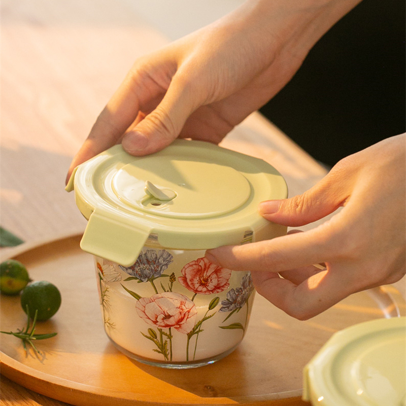 食品収納ボックスフレンチヴィンテージフラワー耐熱性フレッシュ - Food Storage Glass Round のレビューと価格