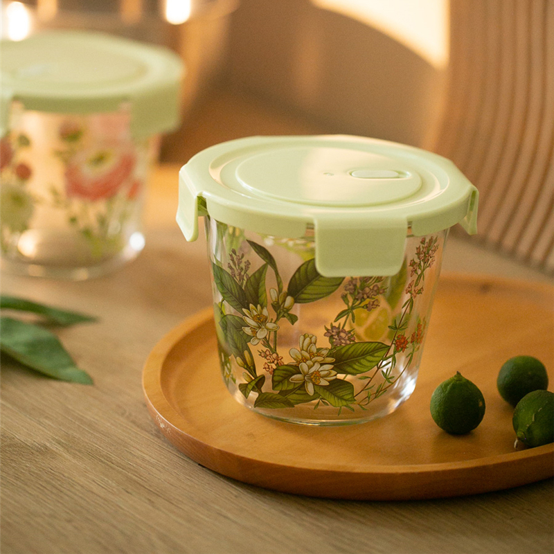 食品収納ボックスフレンチヴィンテージフラワー耐熱性フレッシュ - Food Storage Glass Round のレビューと価格